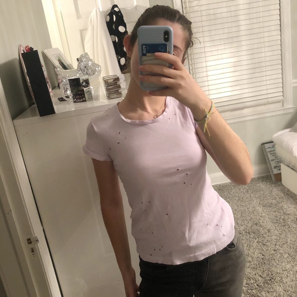 Pink Holed Short Sleeve